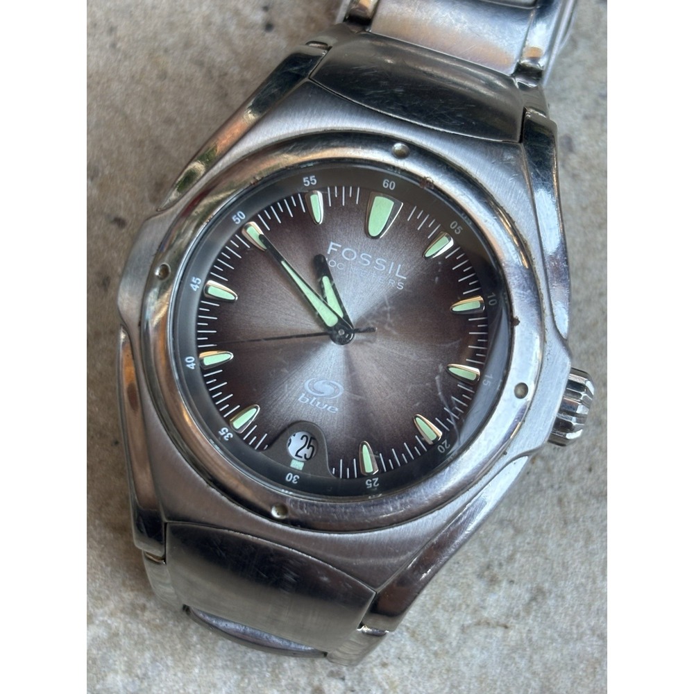⭐️Vintage Fossil Blue Womens Silver Tone Stainless⭐️AM3747⭐️Quartz Watch A3⭐️